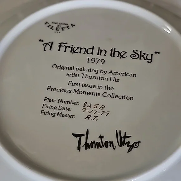 Thornton Ulz "A Friend In The Sky" Precious Moments Collection Plate - Picture 8 of 12